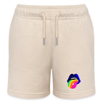 Rainbow Tongue Pop Art Lips - Kids Organic Sweat Shorts by Stanley/Stella - soft Ecru - Front