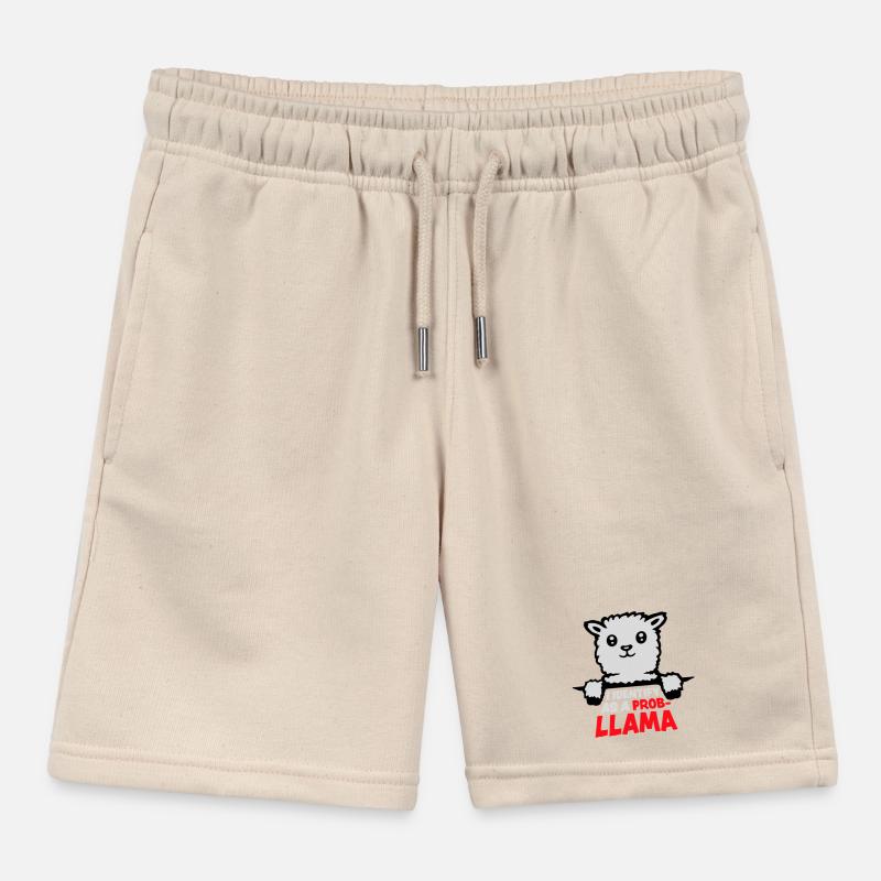 I Identify As A Probllama Cool Lama Problem Spruch Kids Organic Sweat Shorts by Stanley/Stella