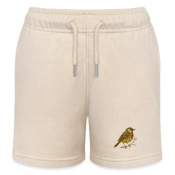 Grive musicienne dans sa robe naturelle - Short de jogging enfant bio Stanley/Stella - écru doux - Devant