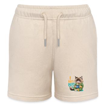 Katze Kaffee Morgenmuffel Lustig Introvertiert - Kinder Organic Joggingshorts Mini Bolter von Stanley/Stella - Natur - Vorne