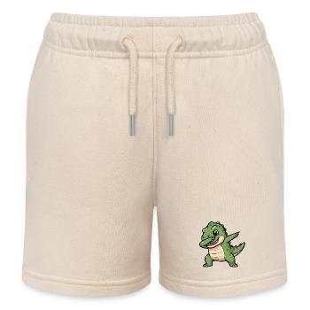 Dabender T-Rex Dino Urzeit Cartoon Spaß - Kinder Organic Joggingshorts Mini Bolter von Stanley/Stella - Natur - Vorne