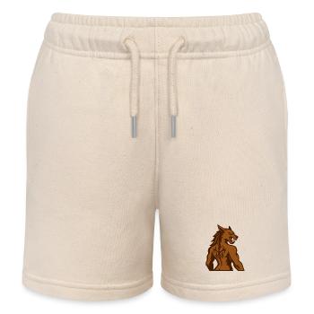 Wolfsrufer Tribal Tattoo Illustration - Kinder Organic Joggingshorts Mini Bolter von Stanley/Stella - Natur - Vorne