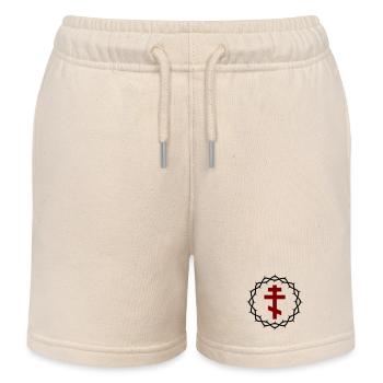 Orthodoxes Kreuz und Dornenkrone - Kinder Organic Joggingshorts Mini Bolter von Stanley/Stella - Natur - Vorne