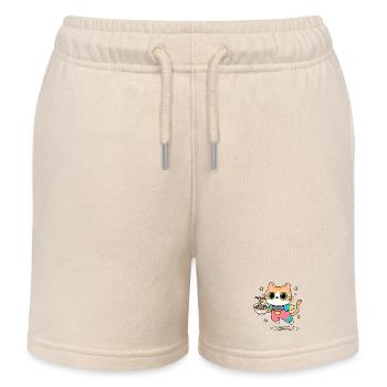 Chat bol de Ramen Multicolore - Short de jogging enfant bio Stanley/Stella - écru doux - Devant