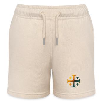 Croix de Kairos (Croix de Jérusalem) – Cabane forestière - Short de jogging enfant bio Stanley/Stella - écru doux - Devant