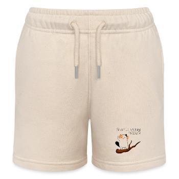 Cat in Tree Pose - Kids Organic Sweat Shorts by Stanley/Stella - soft Ecru - Front