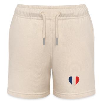 Cœur tricolore bleu blanc rouge - Short de jogging enfant bio Stanley/Stella - écru doux - Devant