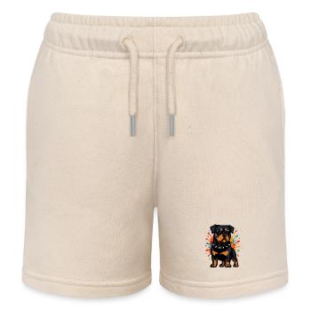 Chien rottweiler avec explosion de couleurs - Short de jogging enfant bio Stanley/Stella - écru doux - Devant