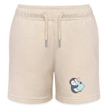Kuscheliger Pinguin und Polka Dot Kissen - Kinder Organic Joggingshorts Mini Bolter von Stanley/Stella - Natur - Vorne