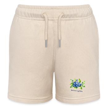 Blueberry - botanical illustration - Kids Organic Sweat Shorts by Stanley/Stella - soft Ecru - Front