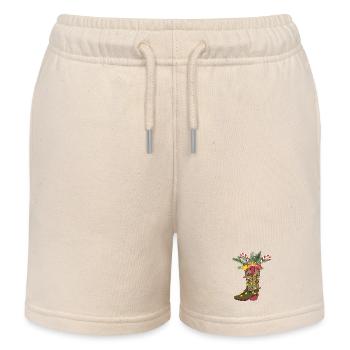 Christmas cowboy boot - Kids Organic Sweat Shorts by Stanley/Stella - soft Ecru - Front