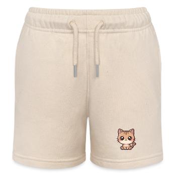 Kawaii Kitten Portrait - Kids Organic Sweat Shorts by Stanley/Stella - soft Ecru - Front