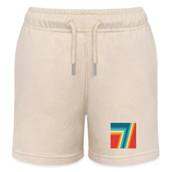  Colorful Retro Stripes Geometrie  - Kinder Organic Joggingshorts Mini Bolter von Stanley/Stella - Natur - Vorne