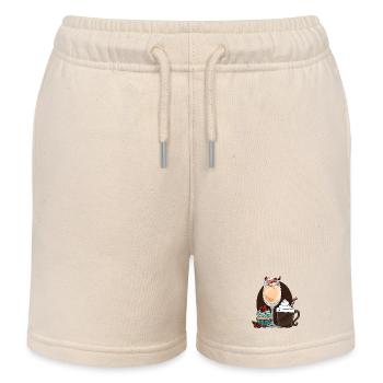 Festive dessert drinks with Santa Claus - Kids Organic Sweat Shorts by Stanley/Stella - soft Ecru - Front