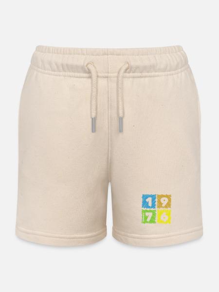 50. Geburtstag Farbige Patches since 01/1976 - Kinder Organic Joggingshorts Mini Bolter von Stanley/Stella - Natur