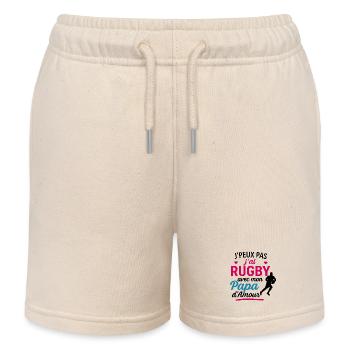 Rugby-Papa in Pink Heart - Kinder Organic Joggingshorts Mini Bolter von Stanley/Stella - Natur - Vorne