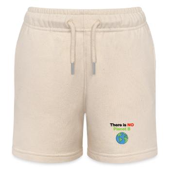 There Is No Planet B – Act Now, Environment, Demo - Kids Organic Sweat Shorts by Stanley/Stella - soft Ecru - Front