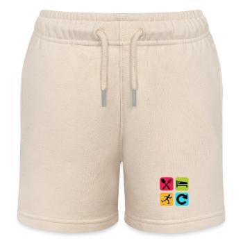 Essen, schlafen, Schlittschuhlaufen wiederholen, lustiges Zitat - Kinder Organic Joggingshorts Mini Bolter von Stanley/Stella - Natur - Vorne