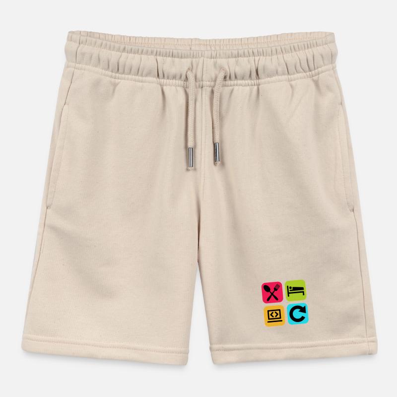 Essen, schlaf, Programm wiederholen, lustiger Zitatcode Kinder Organic Joggingshorts Mini Bolter von Stanley/Stella