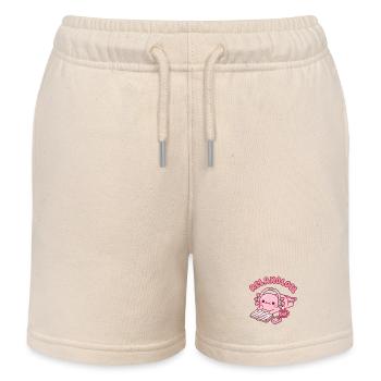 Niedlicher Axolotl entspannt mit Buch Relaxolotl Wortspiel - Kinder Organic Joggingshorts Mini Bolter von Stanley/Stella - Natur - Vorne