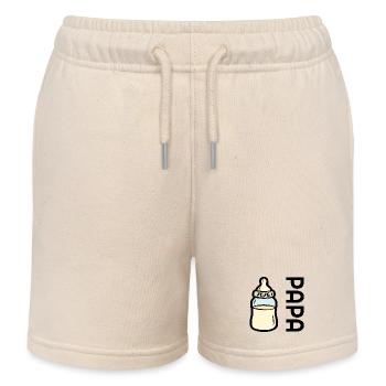 Annonce du bébé - Papa 2026 du biberon - Short de jogging enfant bio Stanley/Stella - écru doux - Devant