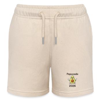 Papacado 2026 – Expectant Papa Avocado - Kids Organic Sweat Shorts by Stanley/Stella - soft Ecru - Front
