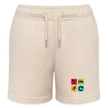 Eat Sleep Run Repeat Funny Quote Jogger - Kids Organic Sweat Shorts by Stanley/Stella - soft Ecru - Front