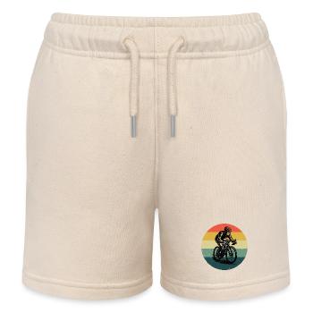 Funny road bike motif - Kids Organic Sweat Shorts by Stanley/Stella - soft Ecru - Front