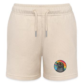 Bunter Seehund mit Sonnenbrille - Kinder Organic Joggingshorts Mini Bolter von Stanley/Stella - Natur - Vorne
