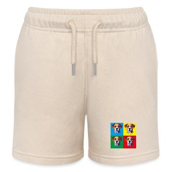 Pop-Art Hund Vierfarbig - Kinder Organic Joggingshorts Mini Bolter von Stanley/Stella - Natur - Vorne