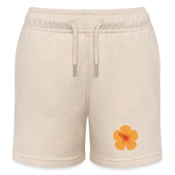 Orange Hibiscus Bloom - Kids Organic Sweat Shorts by Stanley/Stella - soft Ecru - Front