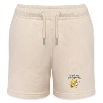 Disappointed duck with knife - Kids Organic Sweat Shorts by Stanley/Stella - soft Ecru - Front