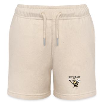 Selfie Bee with Sunglasses - Bee Yourself - Kids Organic Sweat Shorts by Stanley/Stella - soft Ecru - Front