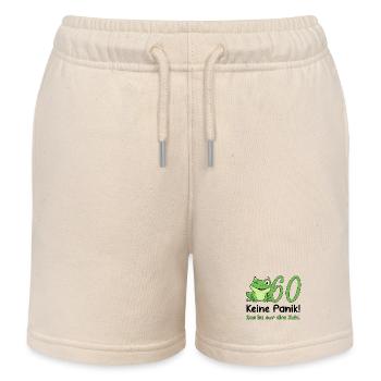 60 Birthday Design – Don't Panic! Funny Frog - Kids Organic Sweat Shorts by Stanley/Stella - soft Ecru - Front