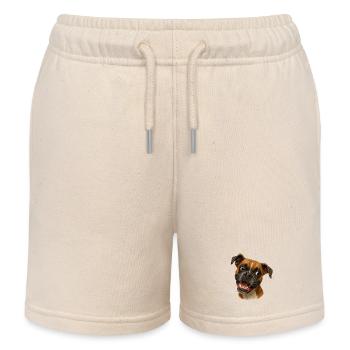 Portrait du Boxer Grin Imprimé - Short de jogging enfant bio Stanley/Stella - écru doux - Devant