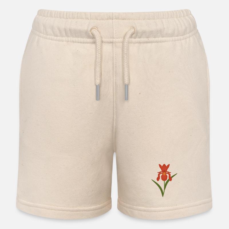 Illustration botanique d’iris - Short de jogging enfant bio Stanley/Stella - écru doux