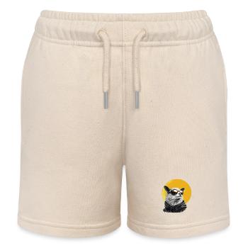 Sun Sheep in Hoodie with Sunglasses - Kids Organic Sweat Shorts by Stanley/Stella - soft Ecru - Front