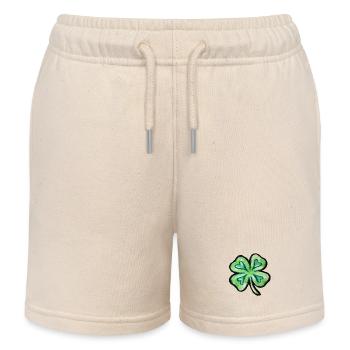 Lime Watercolor Shamrock - Kids Organic Sweat Shorts by Stanley/Stella - soft Ecru - Front