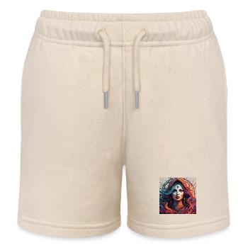 Third Eye magic. Fiery Mystic Portrait - Kids Organic Sweat Shorts by Stanley/Stella - soft Ecru - Front