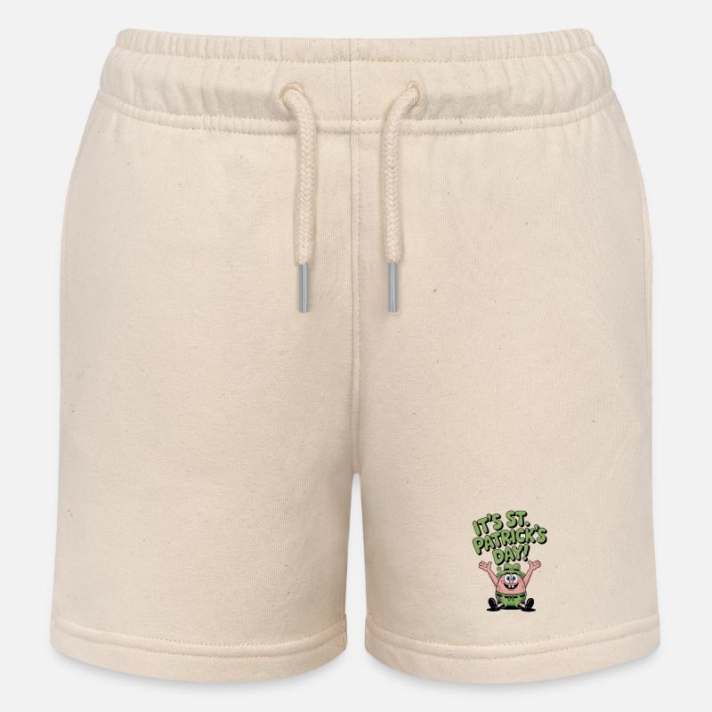 Étoile de mer verte St Patrick Design - Short de jogging enfant bio Stanley/Stella - écru doux