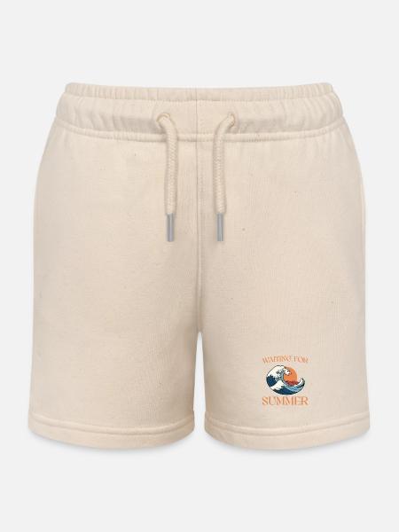 Waiting For Summer - Kids Organic Sweat Shorts by Stanley/Stella - soft Ecru