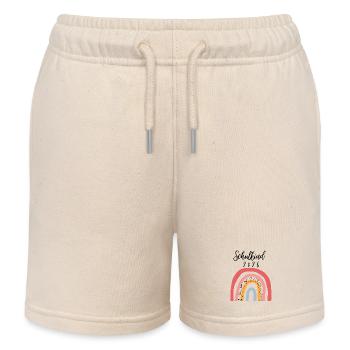 School Child 2026 Rainbow Gift for School Enrollment - Kids Organic Sweat Shorts by Stanley/Stella - soft Ecru - Front