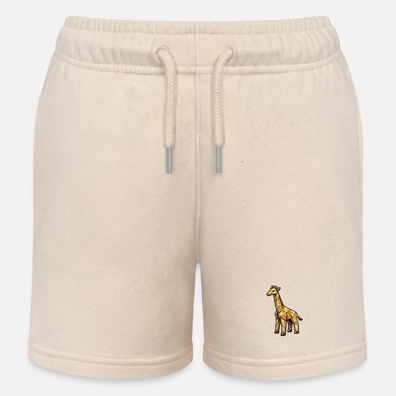 Girafe de géométrie dorée - Short de jogging enfant bio Stanley/Stella - écru doux