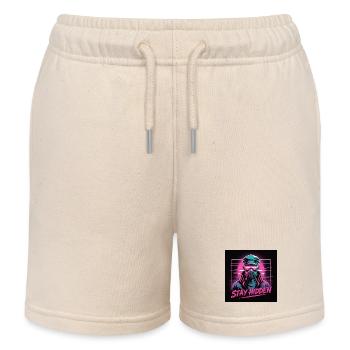 Stay Hidden Neon Mask - Kids Organic Sweat Shorts by Stanley/Stella - soft Ecru - Front