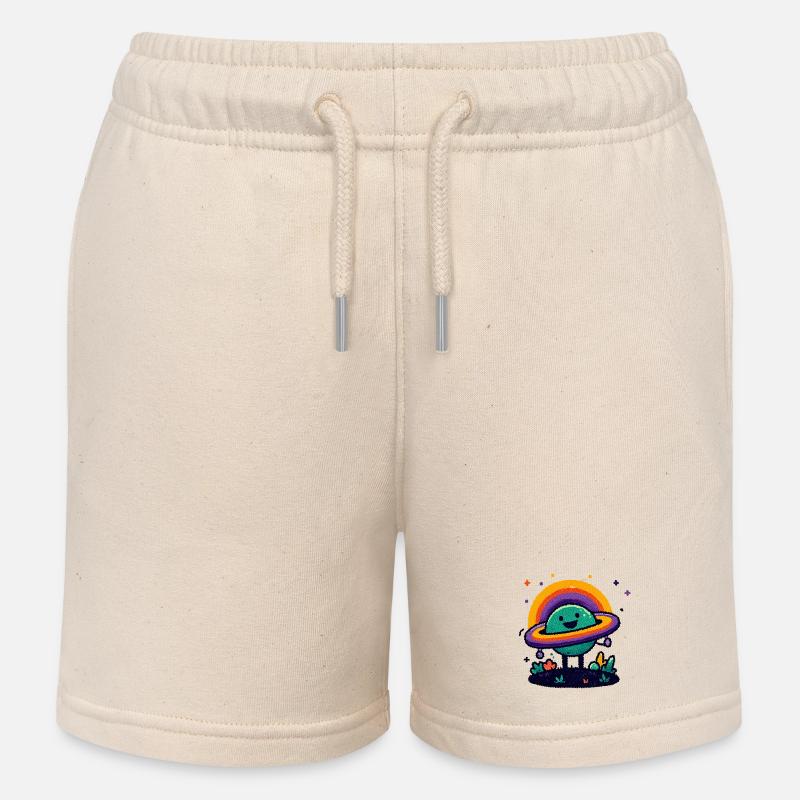 Bunter Planet mit Ring - Kinder Organic Joggingshorts Mini Bolter von Stanley/Stella - Natur