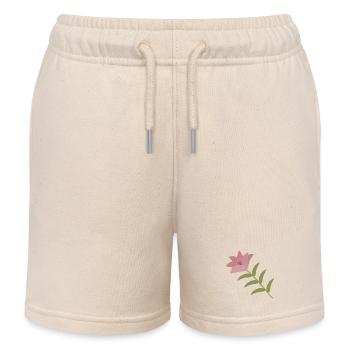 Fleur de lys rose sur tige verte - Short de jogging enfant bio Stanley/Stella - écru doux - Devant
