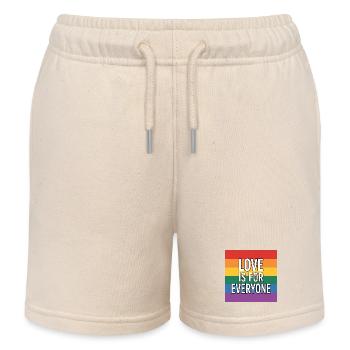 Love is for Everyone - Antifa Rainbow Tee - Kids Organic Sweat Shorts by Stanley/Stella - soft Ecru - Front