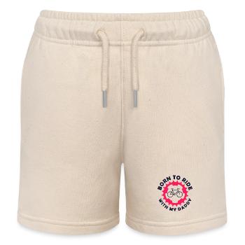 velo-born to ride with my daddy - Kids Organic Sweat Shorts by Stanley/Stella - soft Ecru - Front