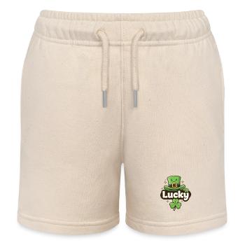 Lucky Leprechaun-Hut-Cartoon - Kinder Organic Joggingshorts Mini Bolter von Stanley/Stella - Natur - Vorne
