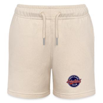 First Grade Schoolchild 2026 Badge - Kids Organic Sweat Shorts by Stanley/Stella - soft Ecru - Front
